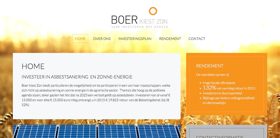 Boer kiest zon